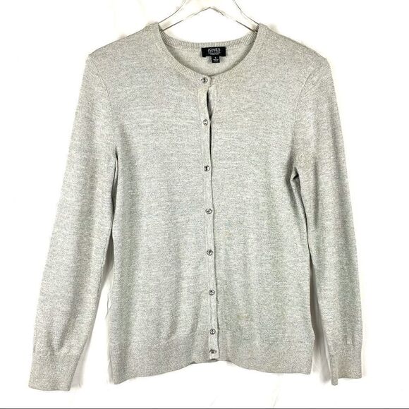Jones New York Silver button-up Cardigan. - Picture 1 of 5